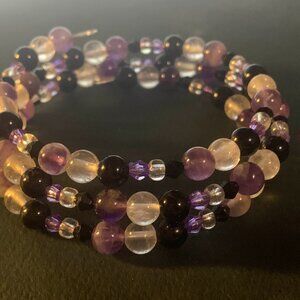 Handmade semi precious stone coil bracelet